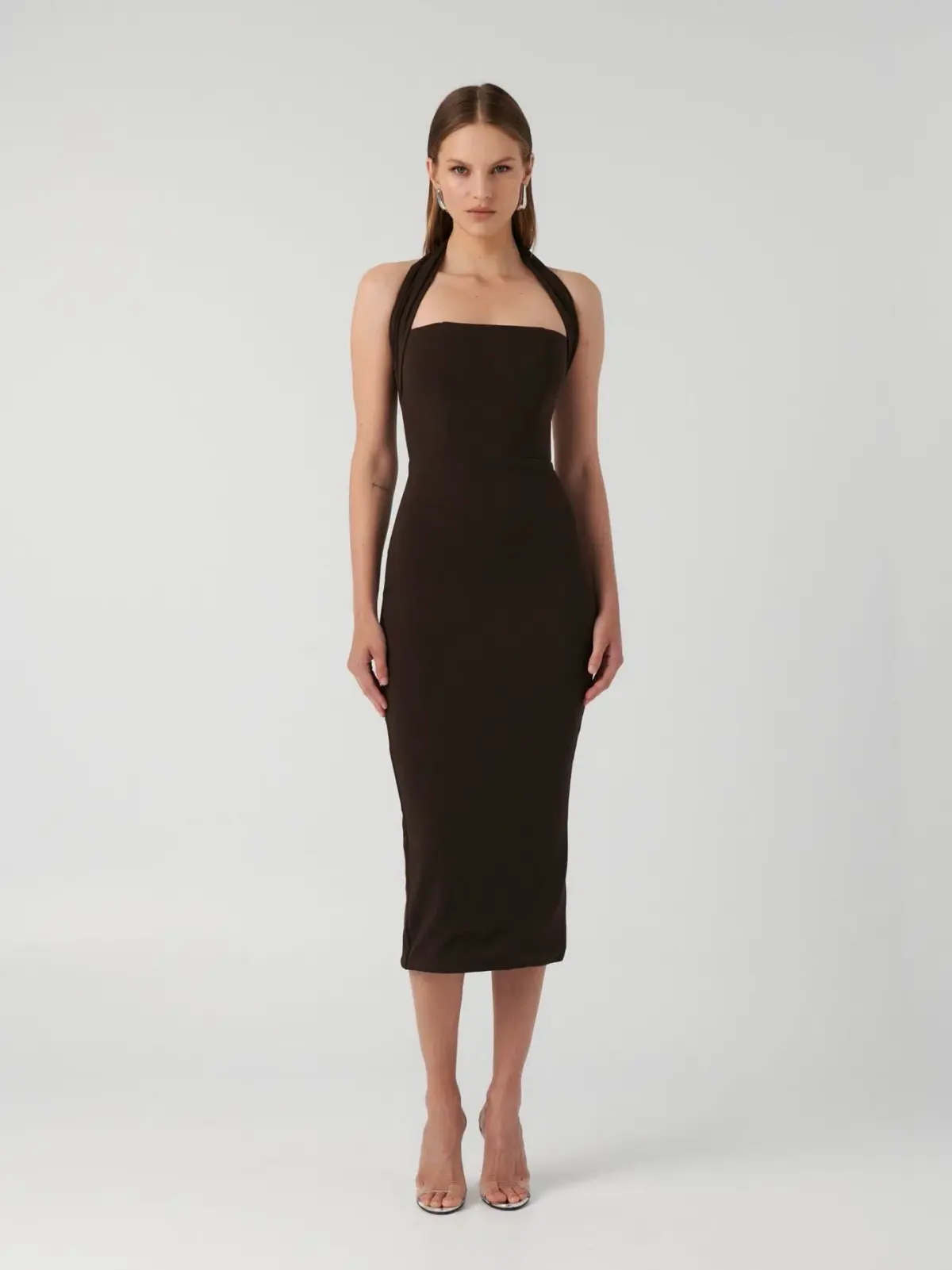 Effie Kats Meline Midi Dress Coffee Brown Size M / AU 10  - Image 1