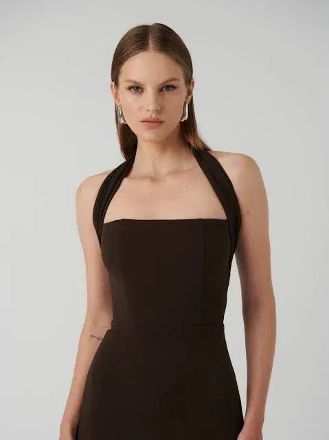 Effie Kats Meline Midi Dress Coffee Brown Size M / AU 10  - Image 2