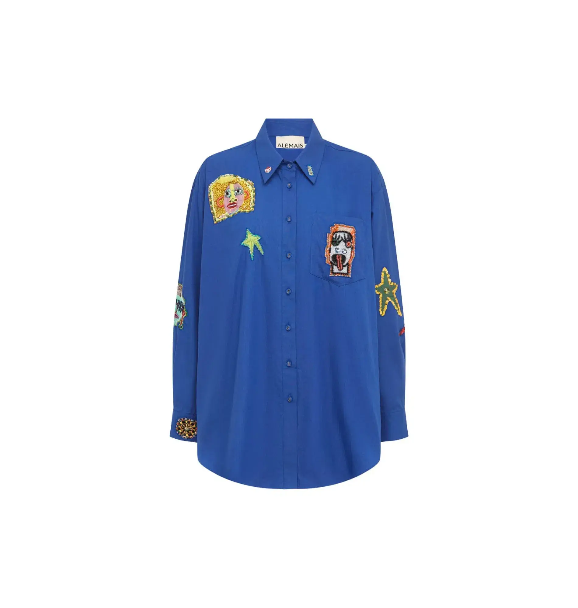 Alemais Players Embroidered Shirt Blue and Pants Ivory Set Size AU 16 - Image 5