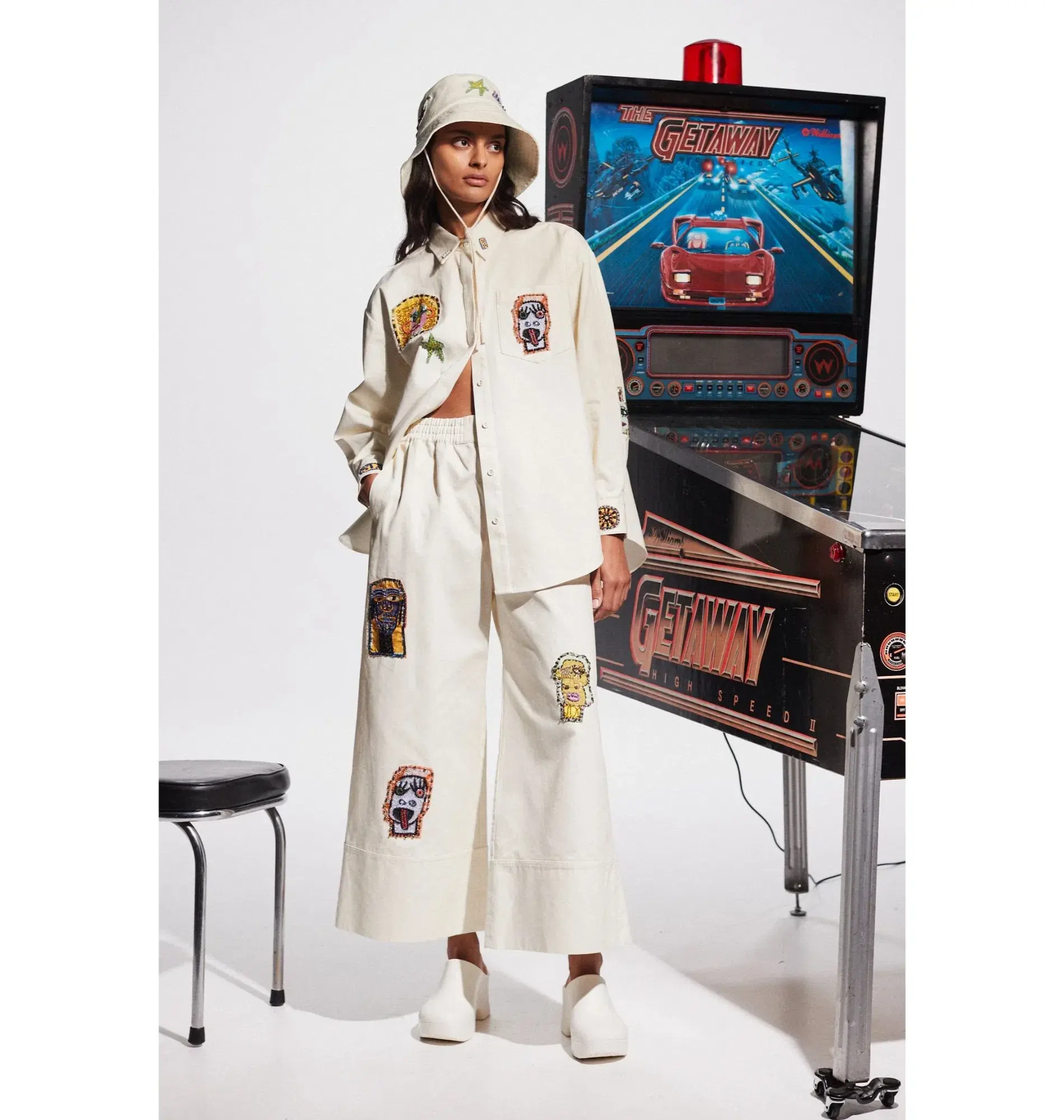Alemais Players Embroidered Shirt Blue and Pants Ivory Set Size AU 16 - Image 3