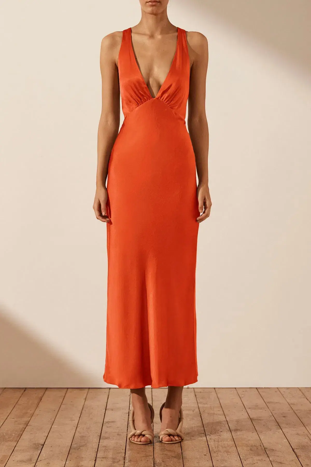 Shona Joy Milo Plunge Cross Back Midi Dress Hibiscus Size 12 - Image 1