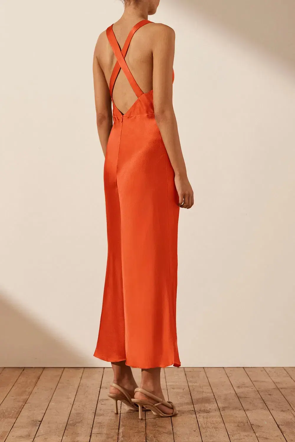 Shona Joy Milo Plunge Cross Back Midi Dress Hibiscus Size 12 - Image 2