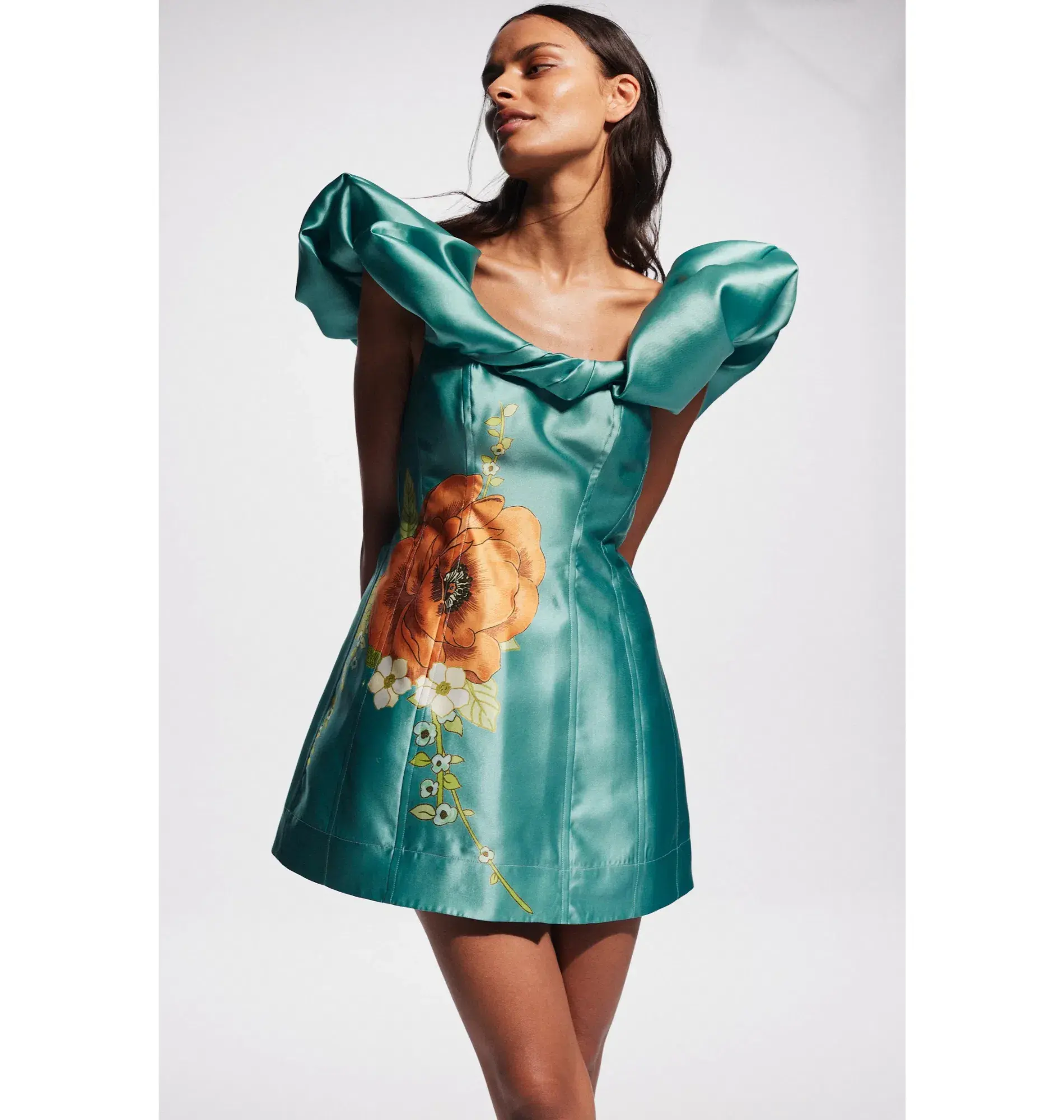  Alemais Regent Mini Dress Jade Green Size AU 14 - Image 2