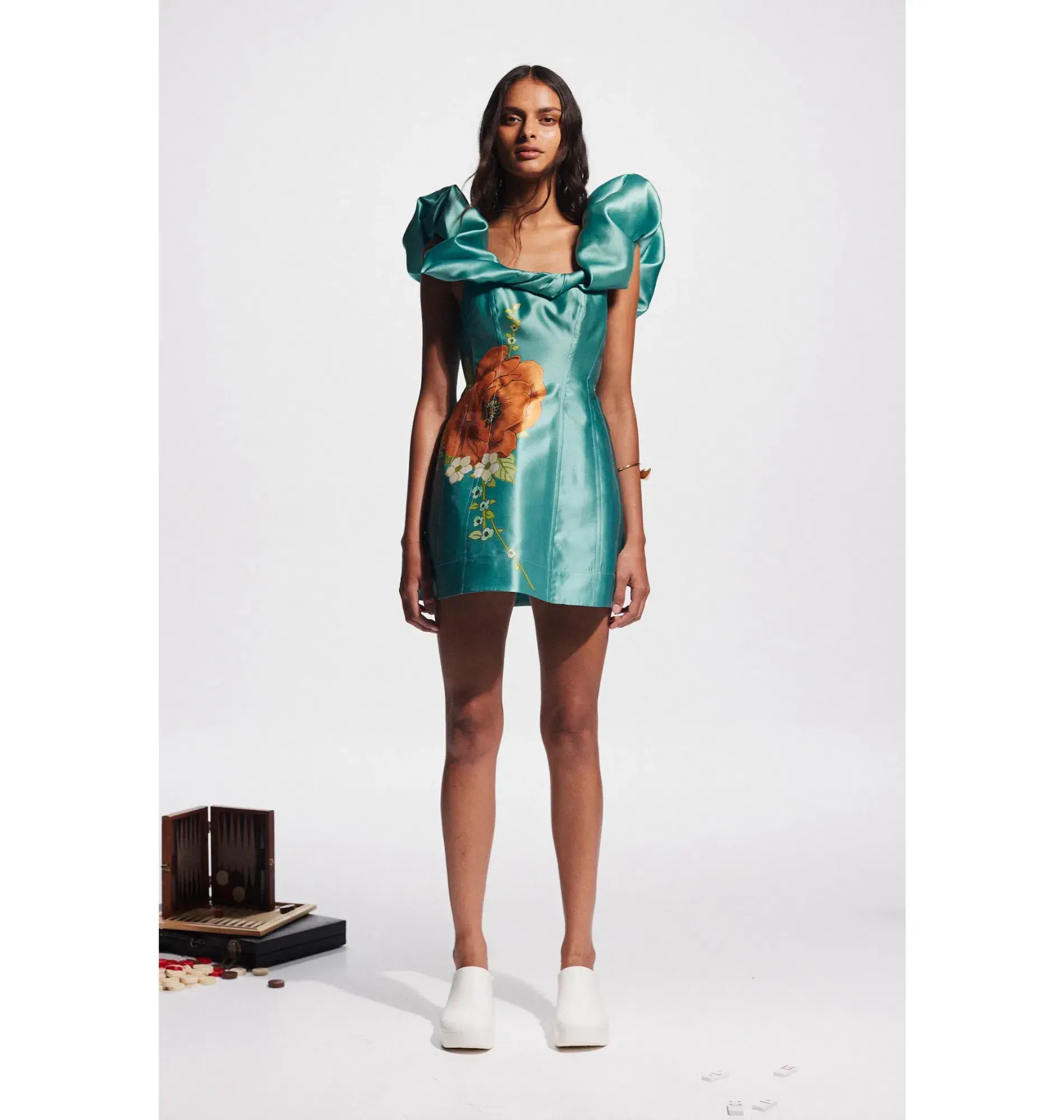  Alemais Regent Mini Dress Jade Green Size AU 14 - Image 1