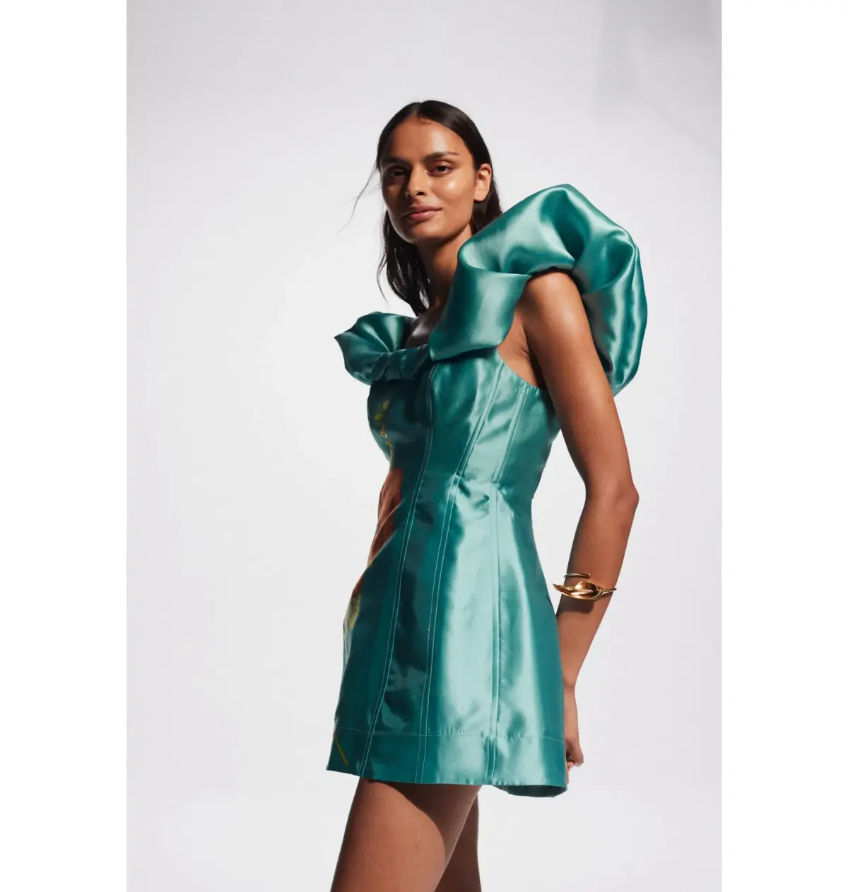  Alemais Regent Mini Dress Jade Green Size AU 14 - Image 4