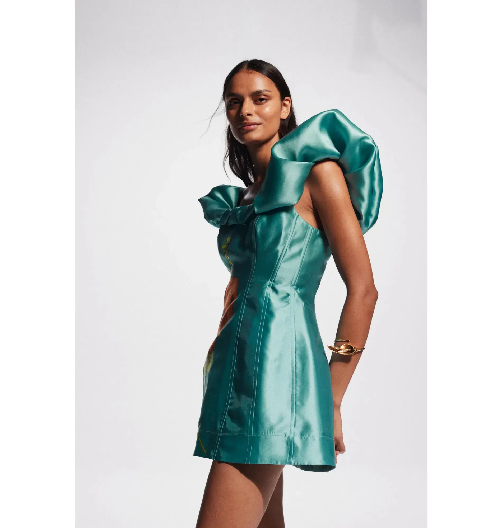 Alemais Regent Mini Dress Jade Green Size AU 14 - Image 4