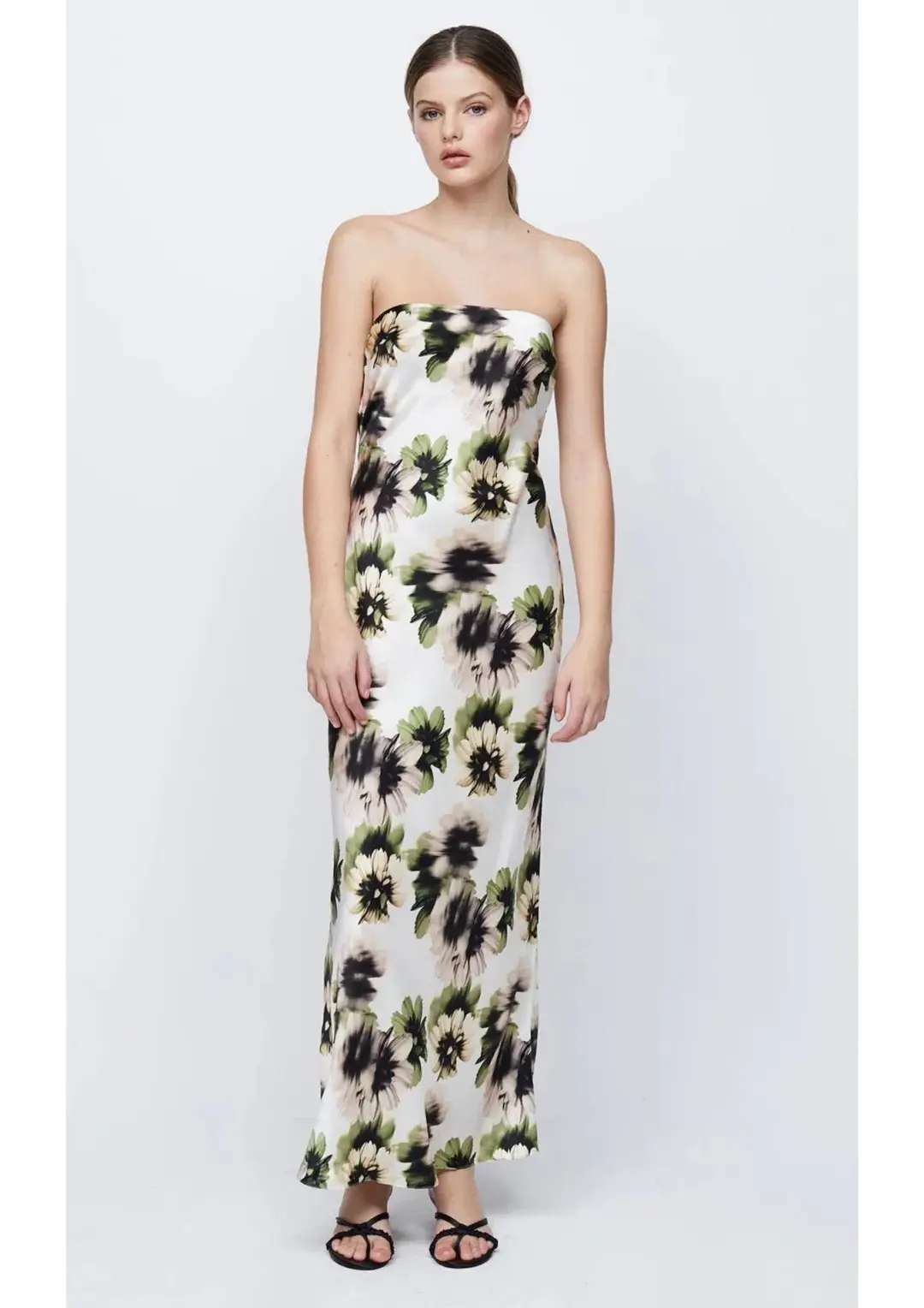 Bec & Bridge Bloom Silk Strapless Maxi in Ivory Floral Print Size 8 for rent on The Volte - main image