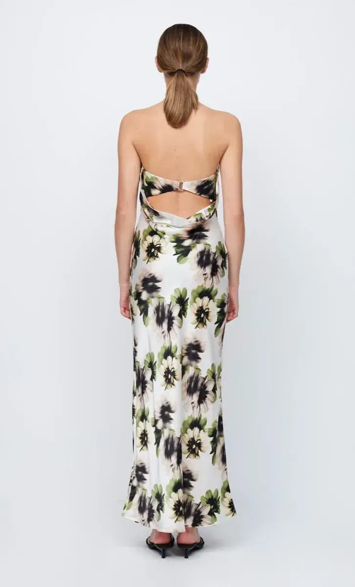 Bec & Bridge Bloom Silk Strapless Maxi in Ivory Floral Print Size 8 - Image 2