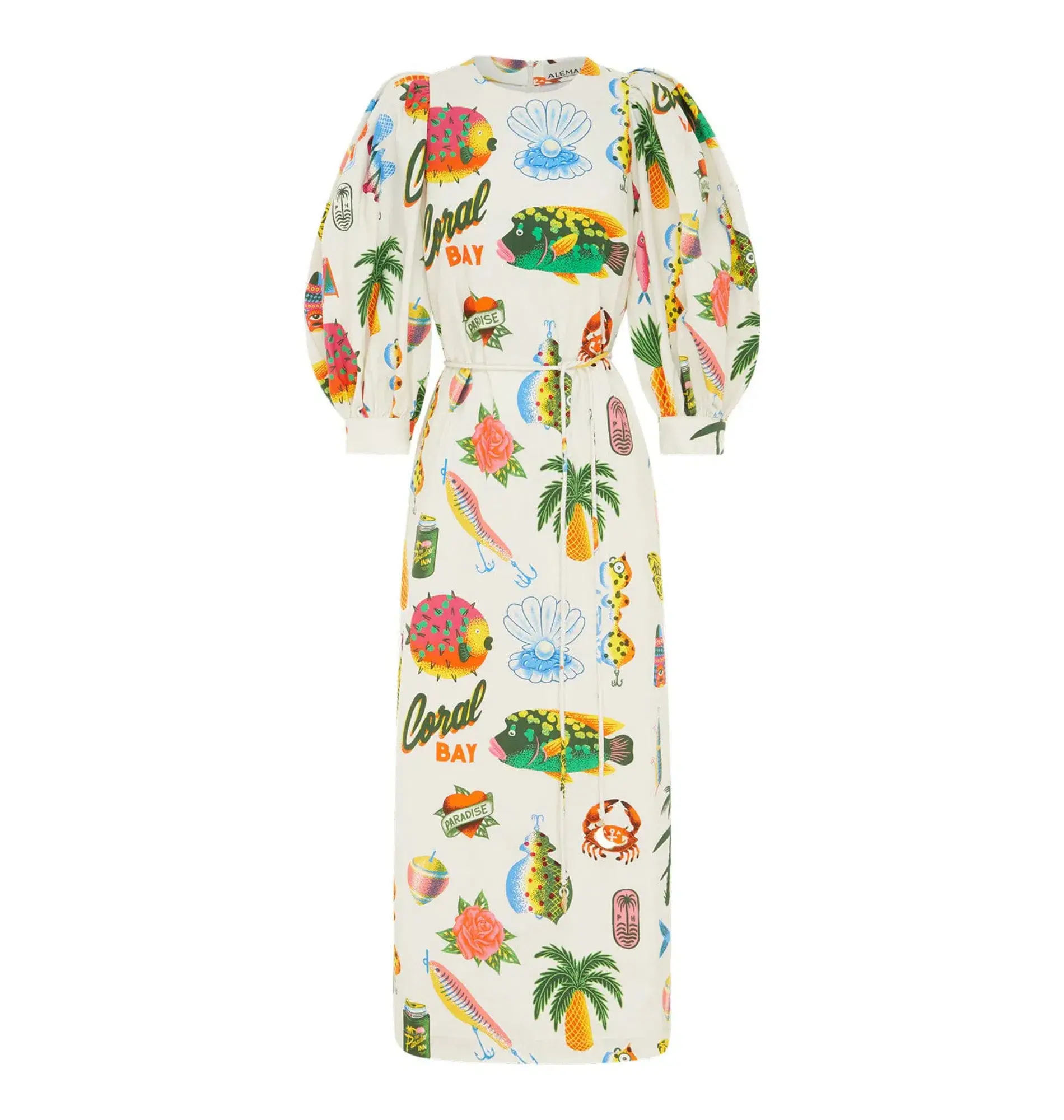 Alemais Samaki Puff Sleeve Midi Dress in Multi Size AU 14 - Image 4