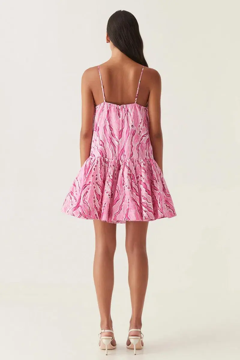 Aje Willow Sweetheart Mini Dress in Dappled Flame Size 10 - Image 3