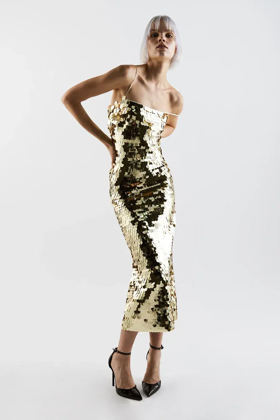 THE NEW ARRIVALS by İlkyaz Özel Phoenix Dress Gold Serpent Doré Size 12/L - Image 1