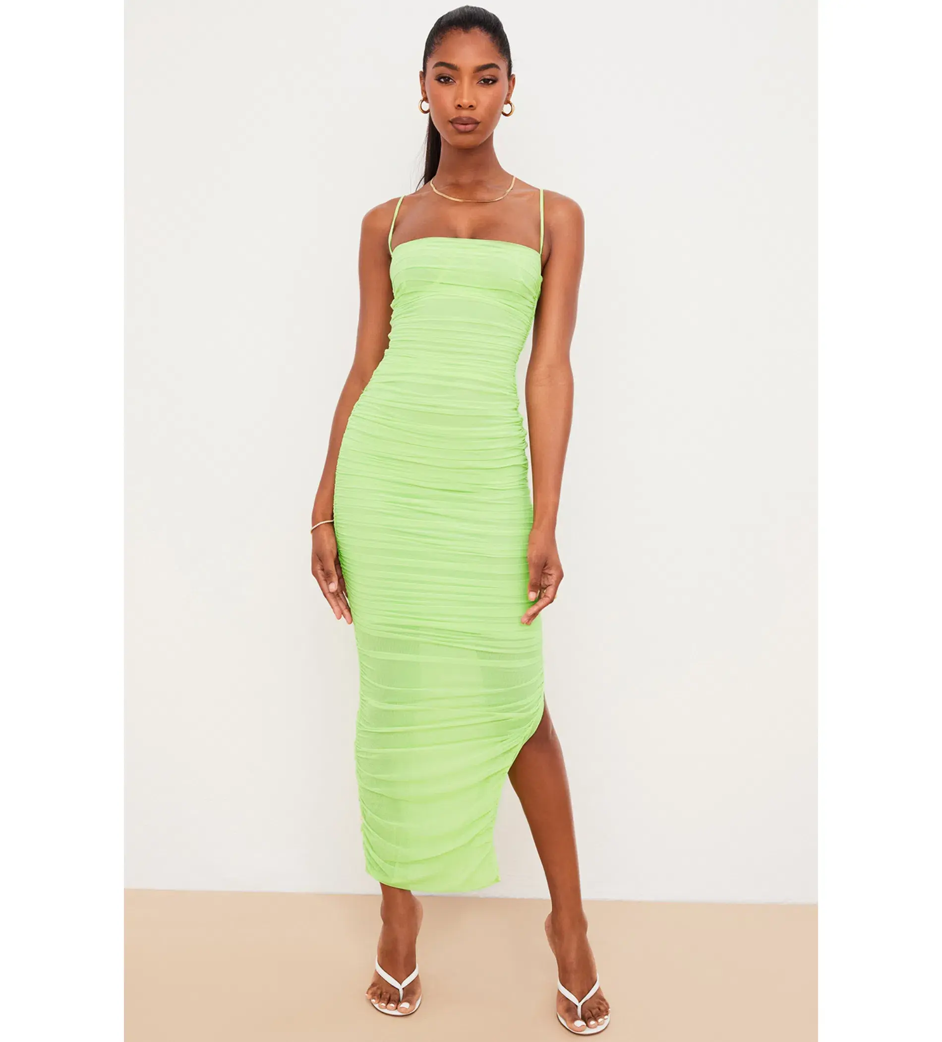 House of CB Fornarina Organza Mesh Maxi Dress  Lime Size 10 - Image 2