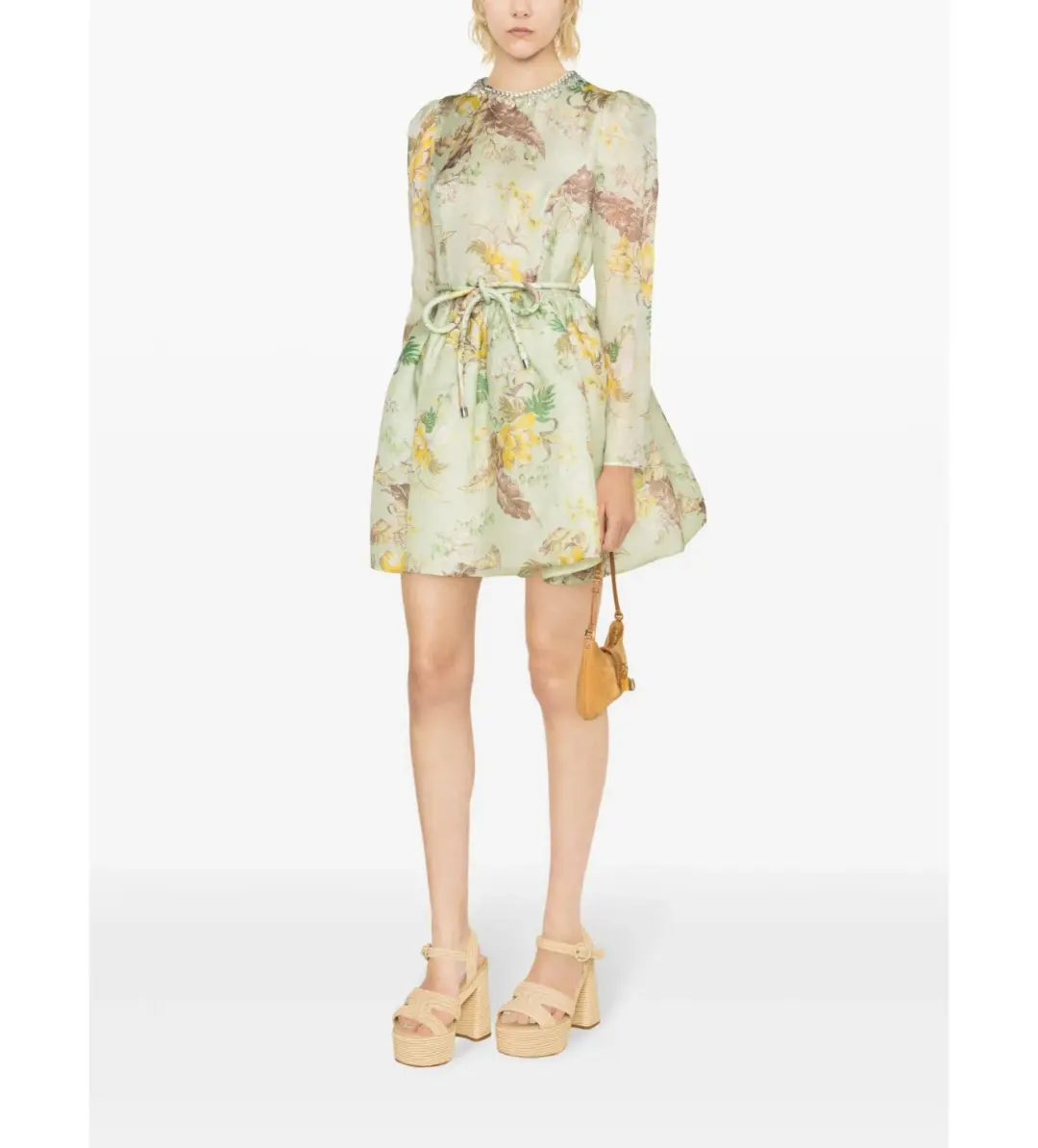 Zimmermann Matchmaker Tulip Mini Dress in Mint Tropical Floral Size 2/Au 12  for rent on The Volte - main image