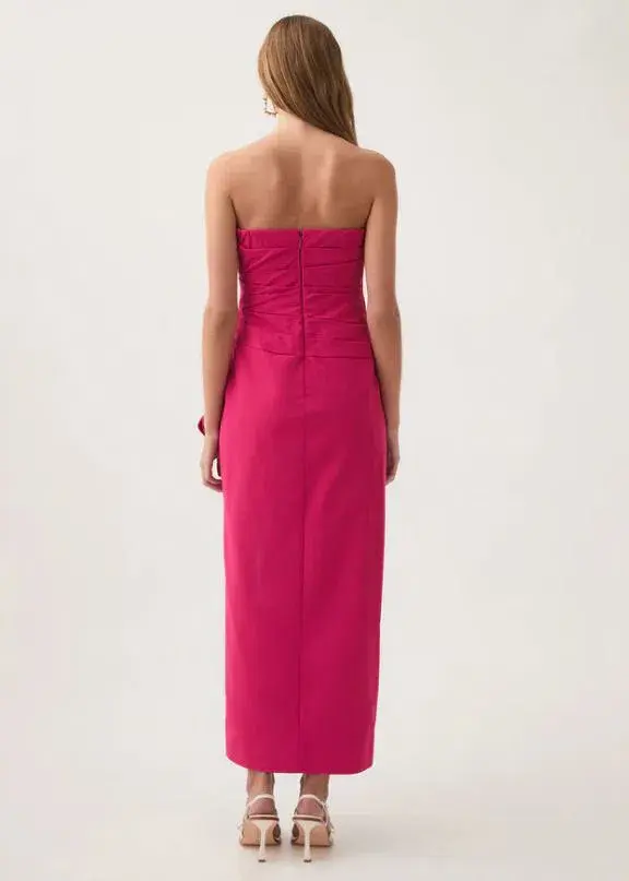 Aje Roma Draped Midi Dress in Magenta Size 10 - Image 2