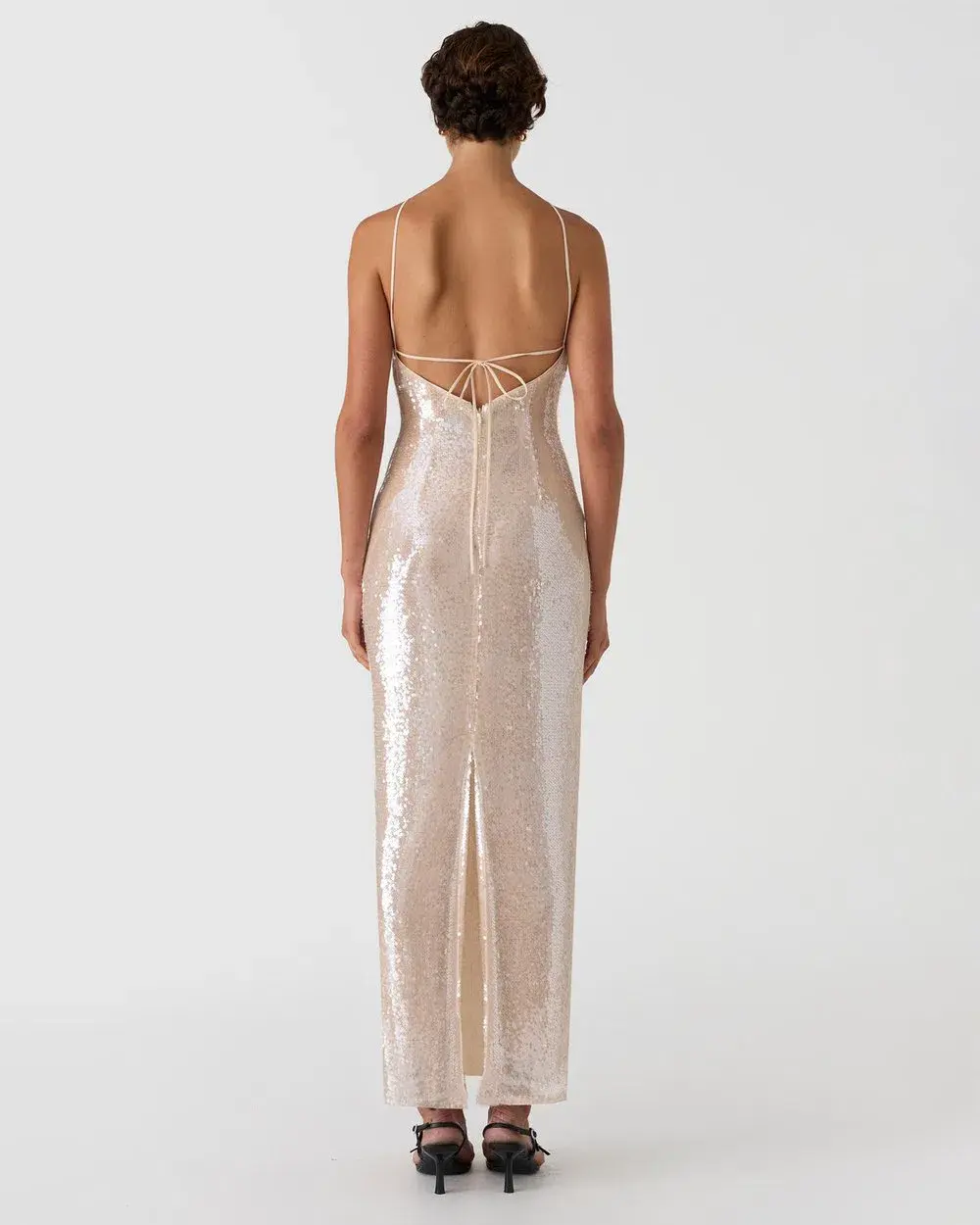 MISHA Allegra Sequin Maxi Dress Champagne Size 8 - Image 2