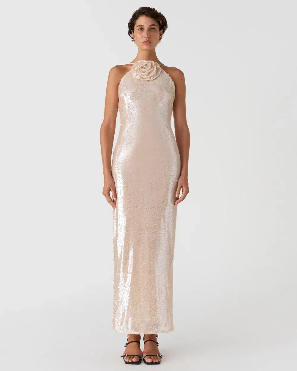 MISHA Allegra Sequin Maxi Dress Champagne Size 8 - Image 1