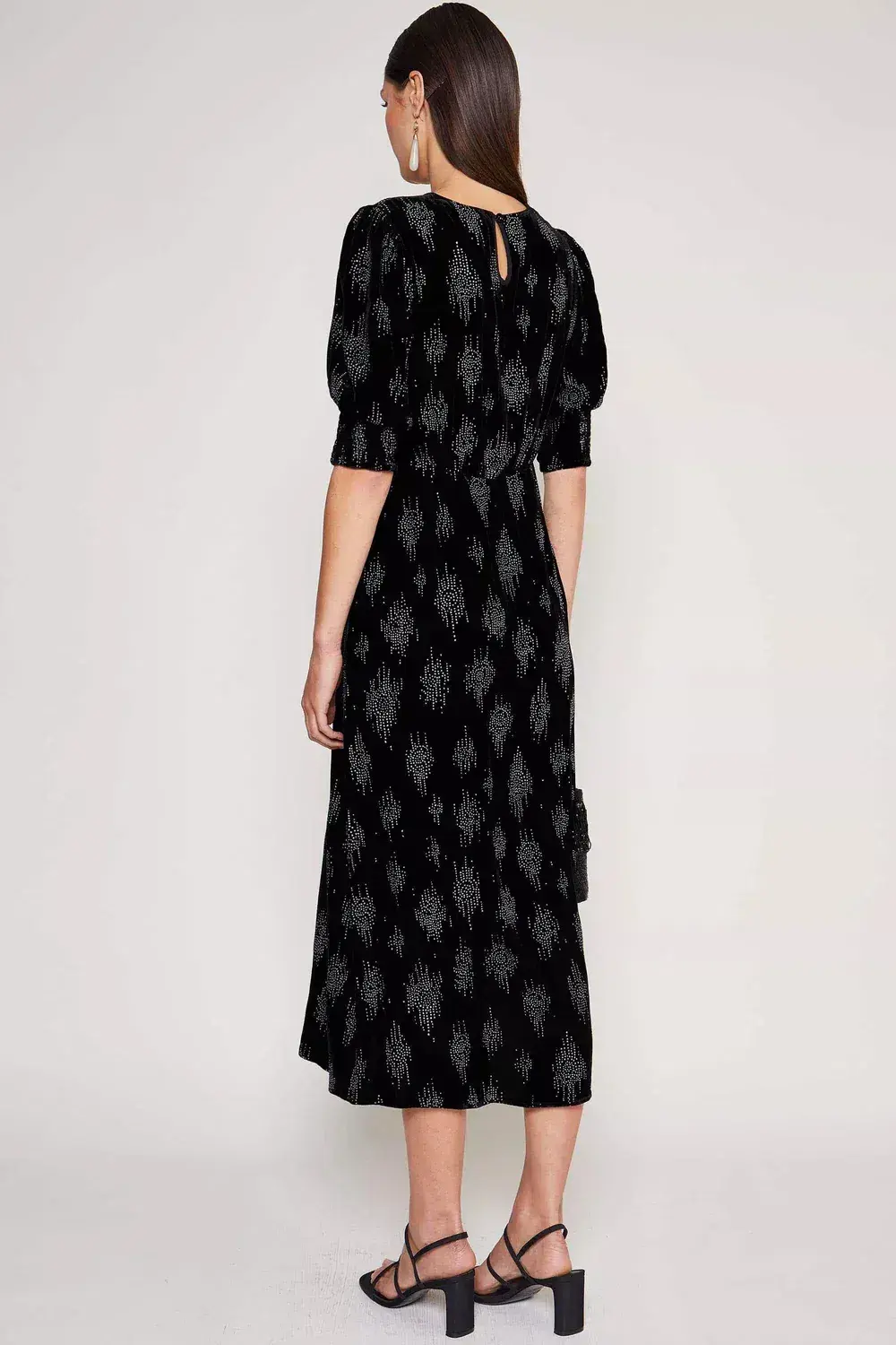 RIXO Lucile Velvet Droplet Glitter Midi Dress Black Size 6 - Image 2