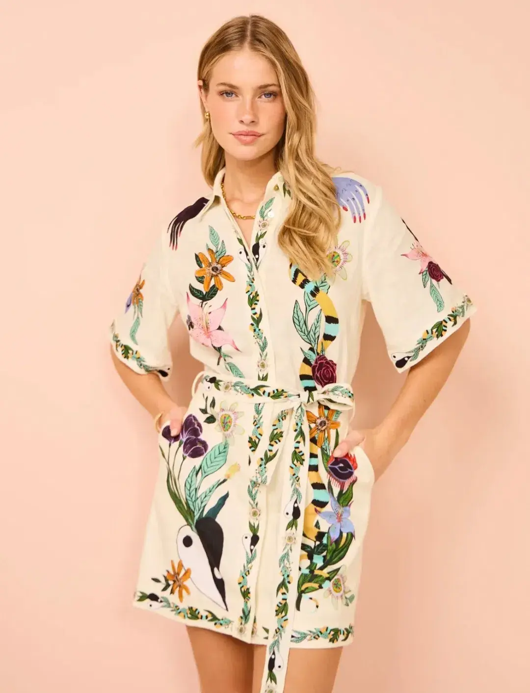 Alemais Meagan Mini Dress in Multi Print Size 10 for rent on The Volte - main image