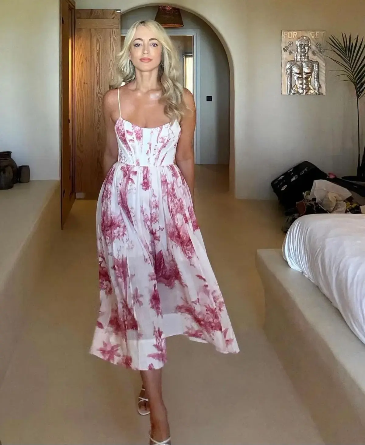 Zimmermann The Waverly Corset Midi Dress in Pink Palm Size 2 / Au 12 - Image 1