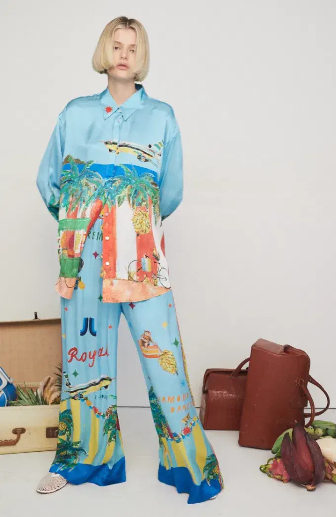 ALEMAIS ALL ABOARD SILK SHIRT AND PANTS SET S6-8 - Image 1