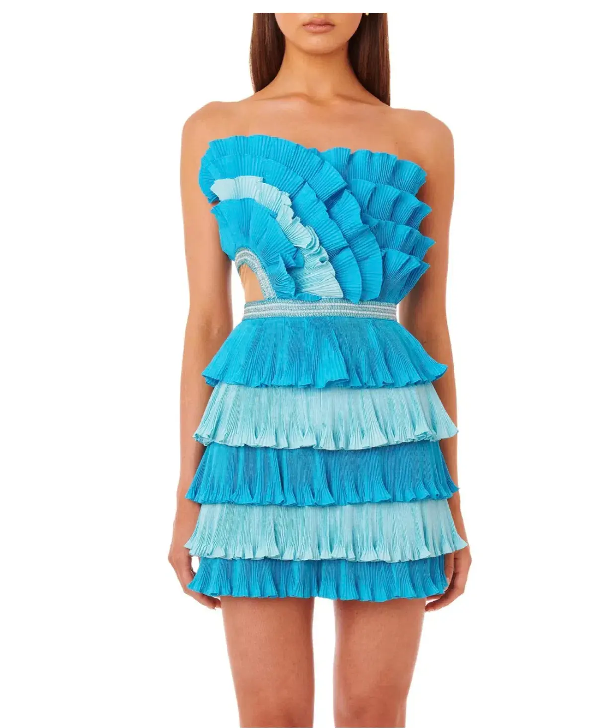 Eliya the Label Josephine Mini Ruffled Dress Blue - Image 2