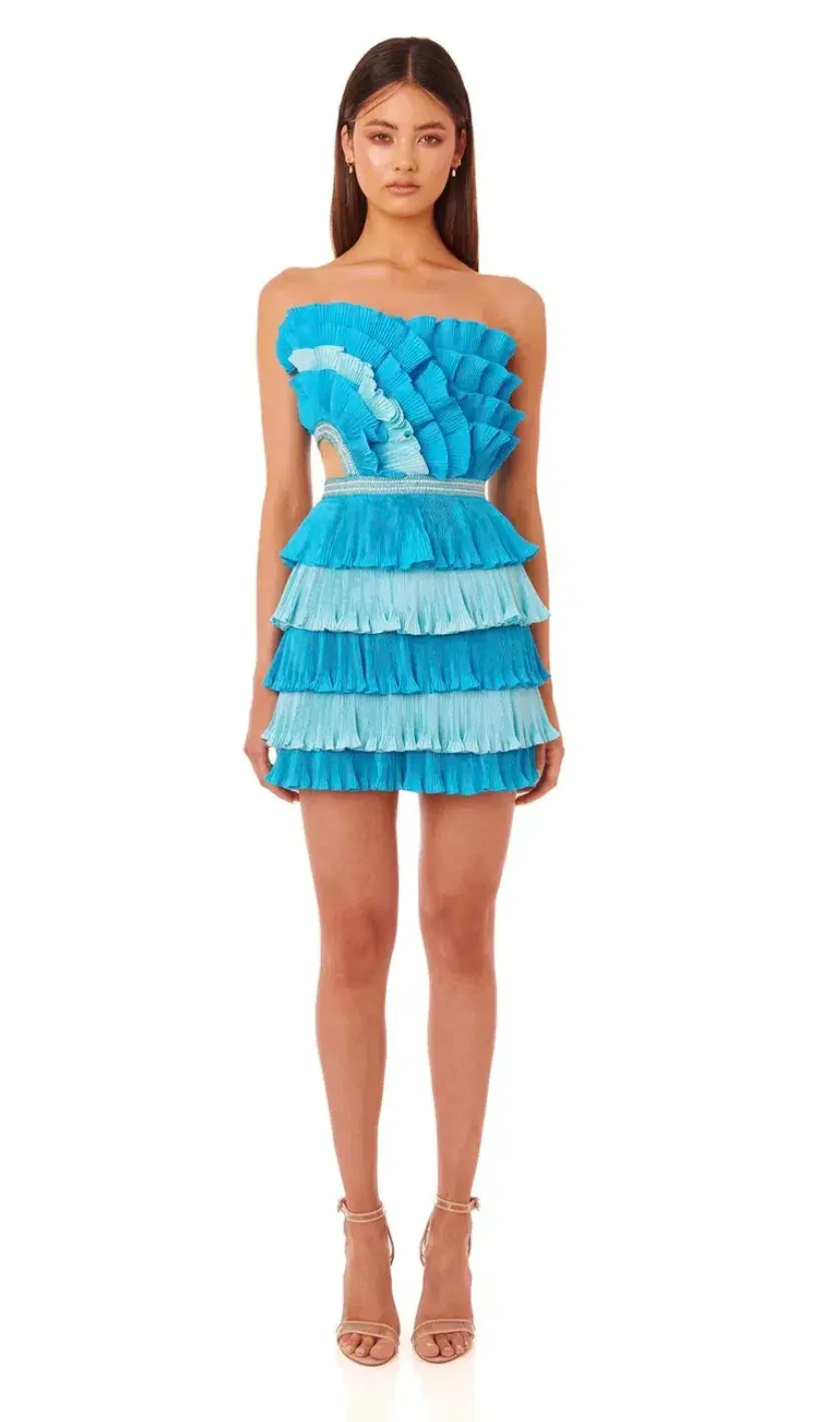 Eliya the Label Josephine Mini Ruffled Dress Blue for rent on The Volte - main image