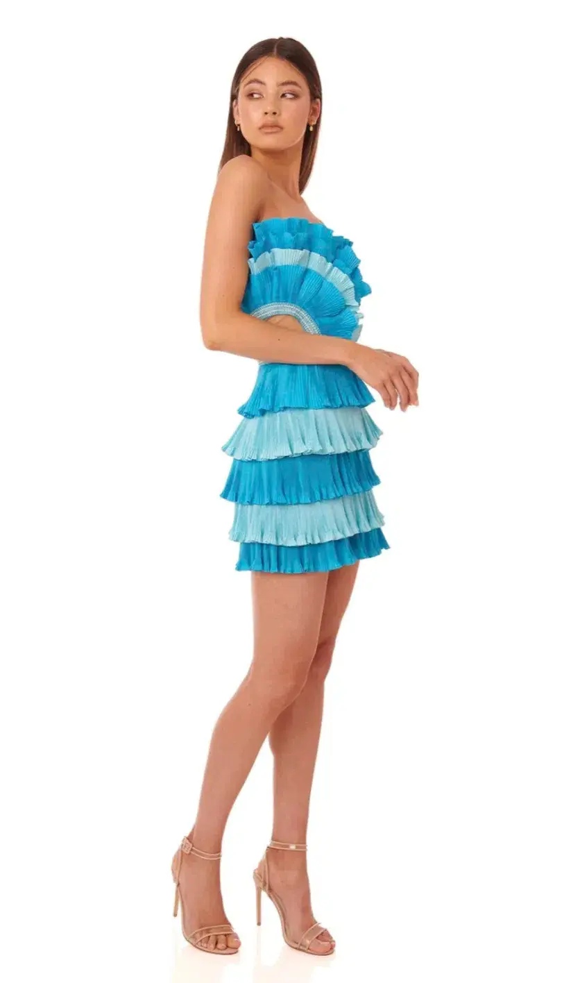 Eliya the Label Josephine Mini Ruffled Dress Blue for rent on The Volte - main image