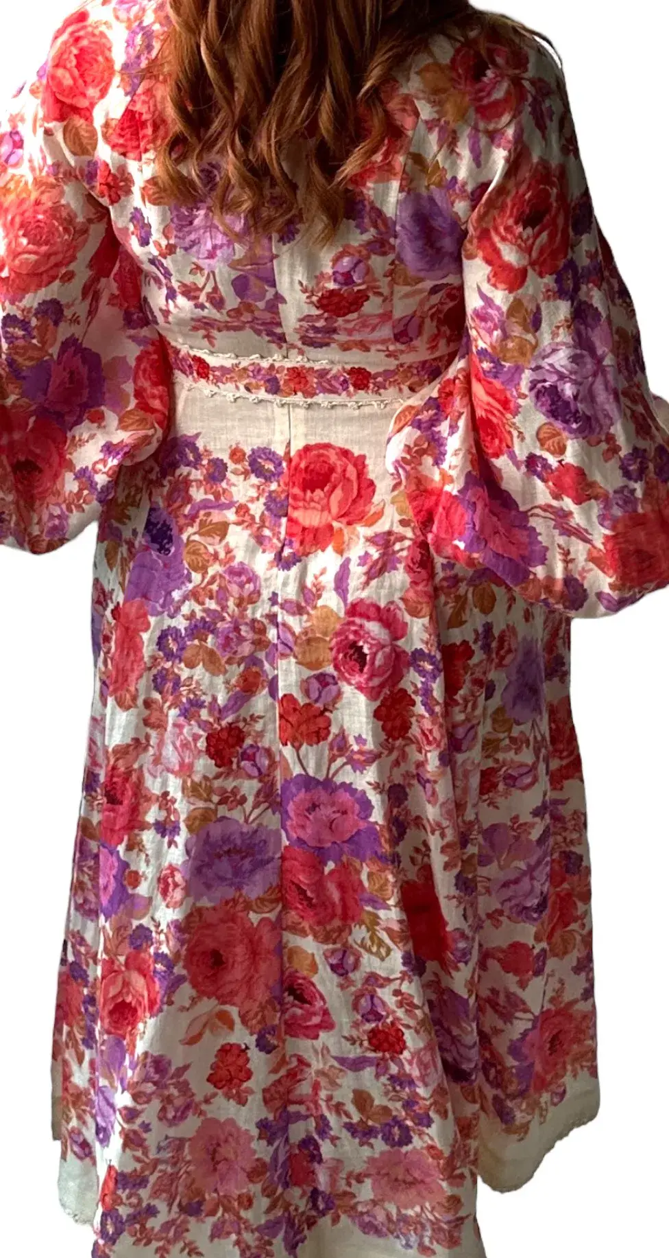 Zimmermann Raie Billow Sleeve Midi Dress Red/Purple Floral Size 10 - Image 8