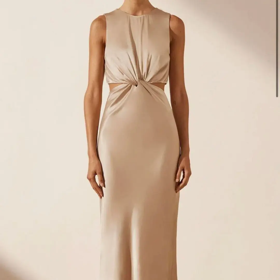 Shona Joy - La Lune Twist Front Sleeveless Midi Dress - Gold for rent on The Volte - main image