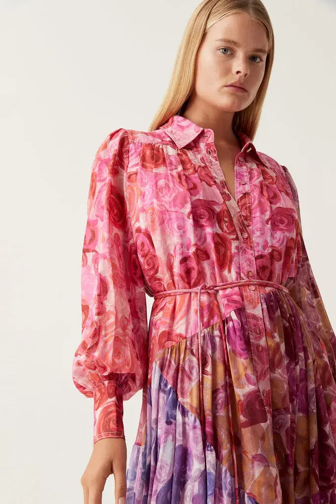 Aje Collisions Smock Maxi Dress Kaleidoscopic Rose Size 16 - Image 2