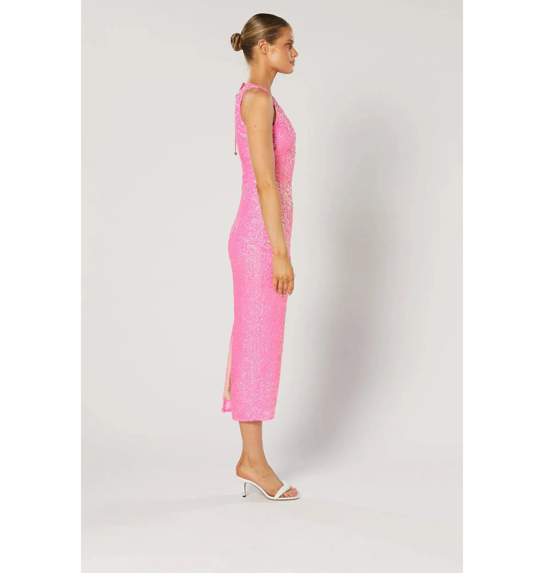 Winona Zadi Midi Dress Pink Sequin Size AU 8 - Image 4