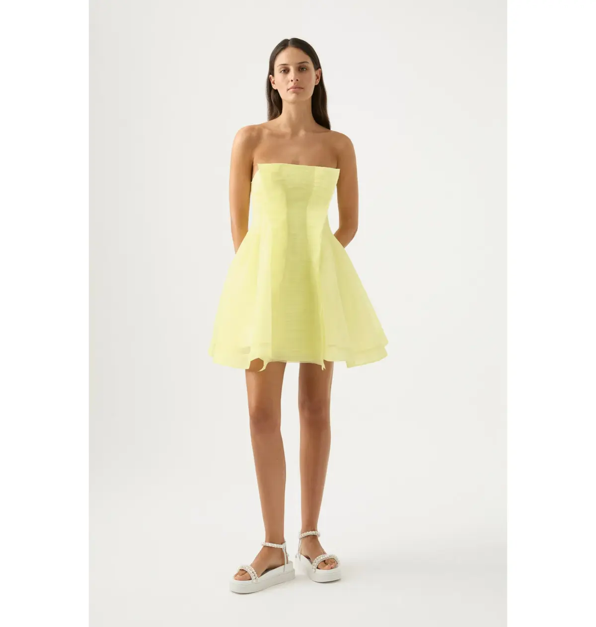 Aje Astrid Strapless Mini Dress Soft Lemon Yellow Size AU 8 - Image 1
