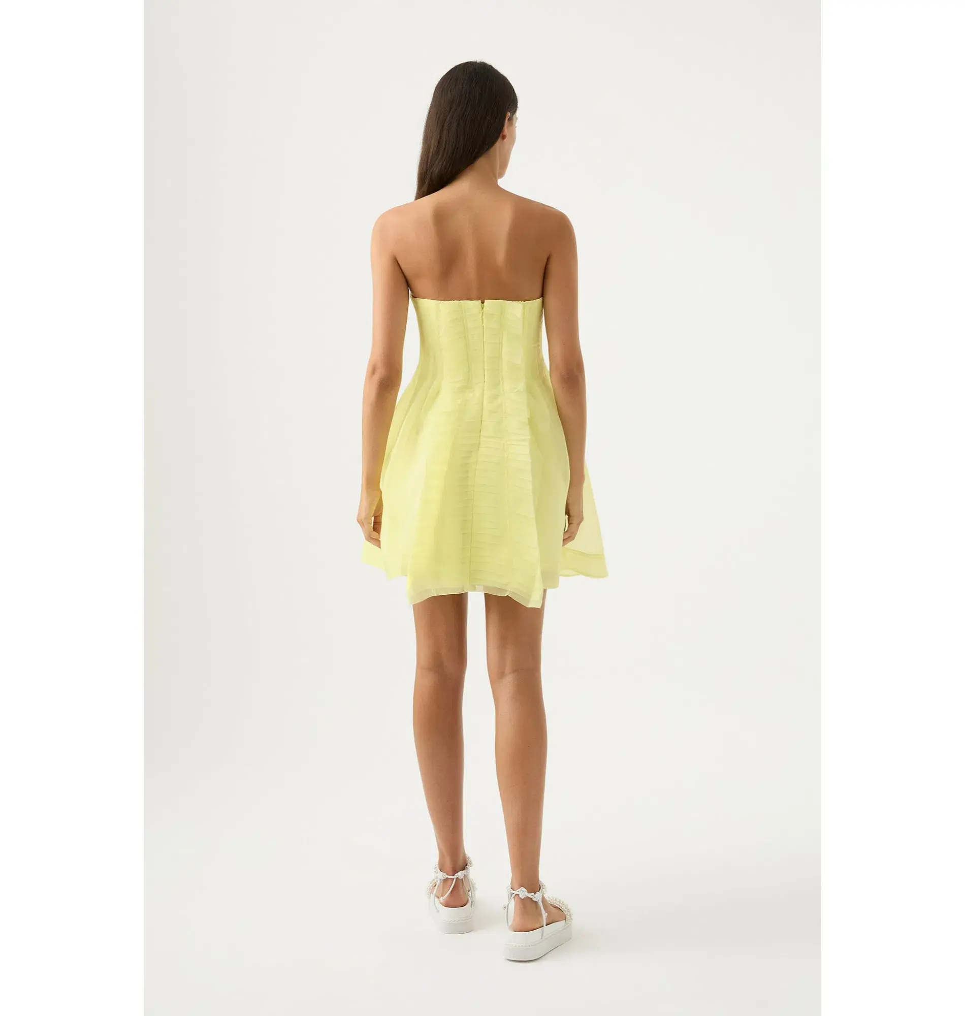 Aje Astrid Strapless Mini Dress Soft Lemon Yellow Size AU 8 - Image 3