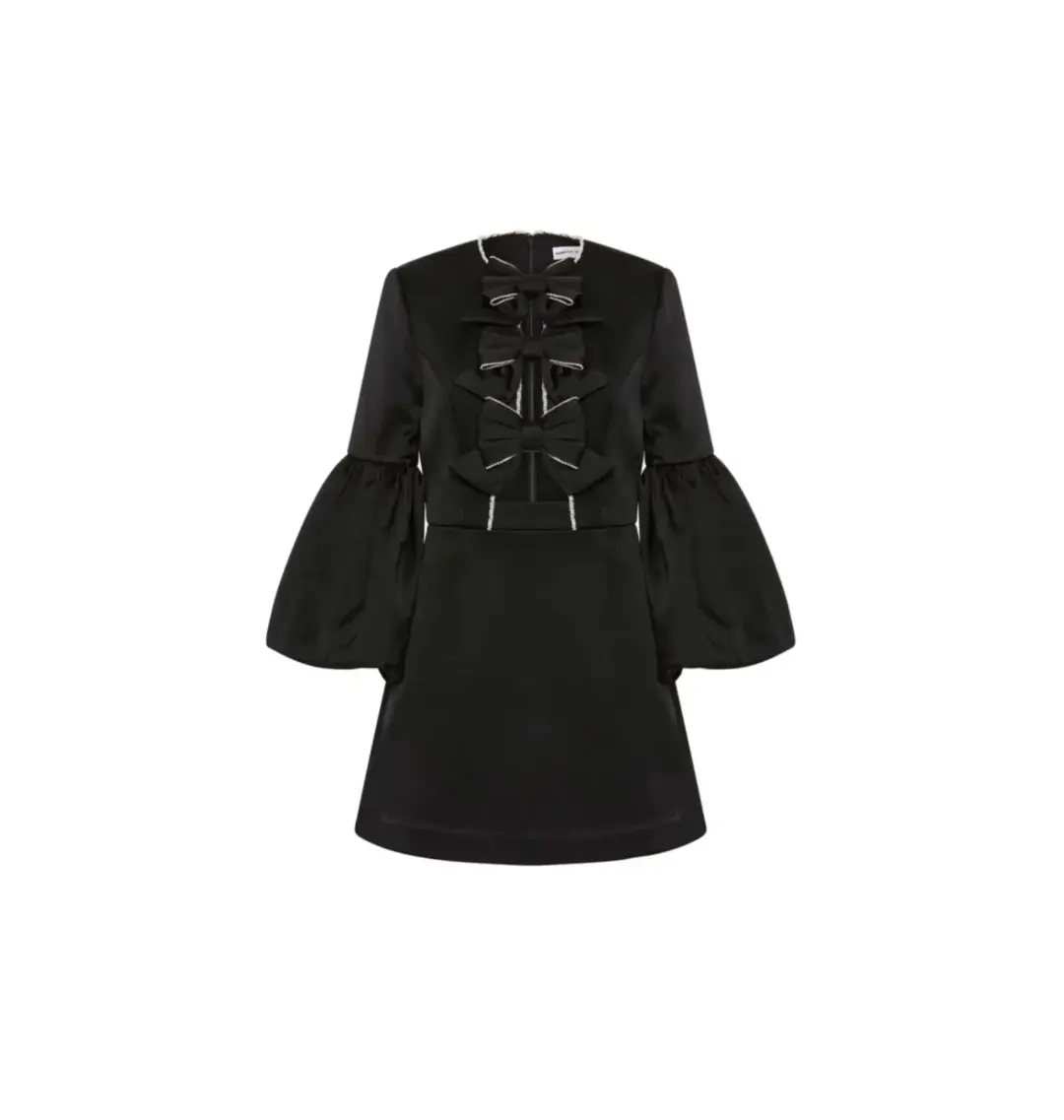 Rebecca Vallance Augustine Bow Mini Dress Black Size AU 12 for rent on The Volte - main image