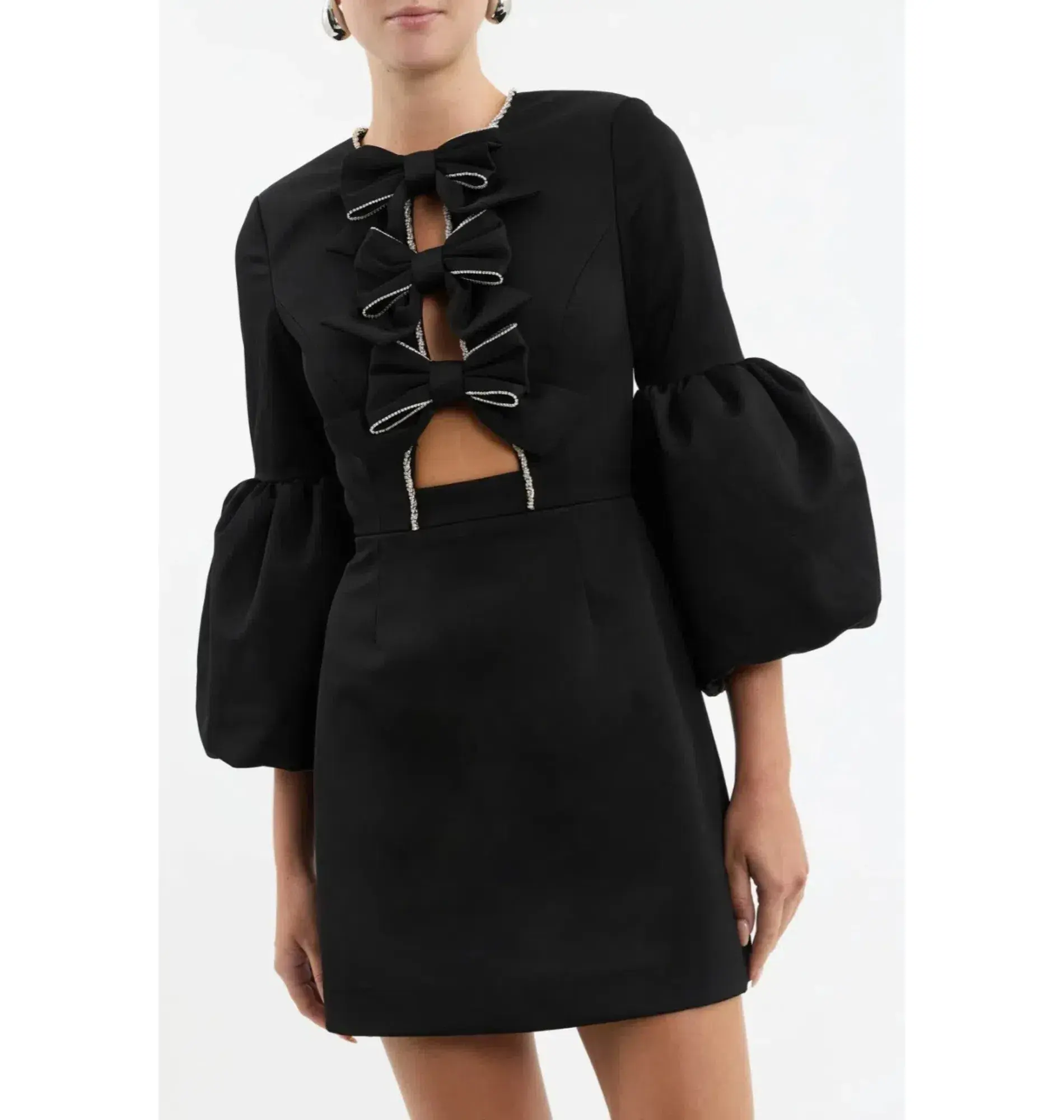 Rebecca Vallance Augustine Bow Mini Dress Black Size AU 12 - Image 4