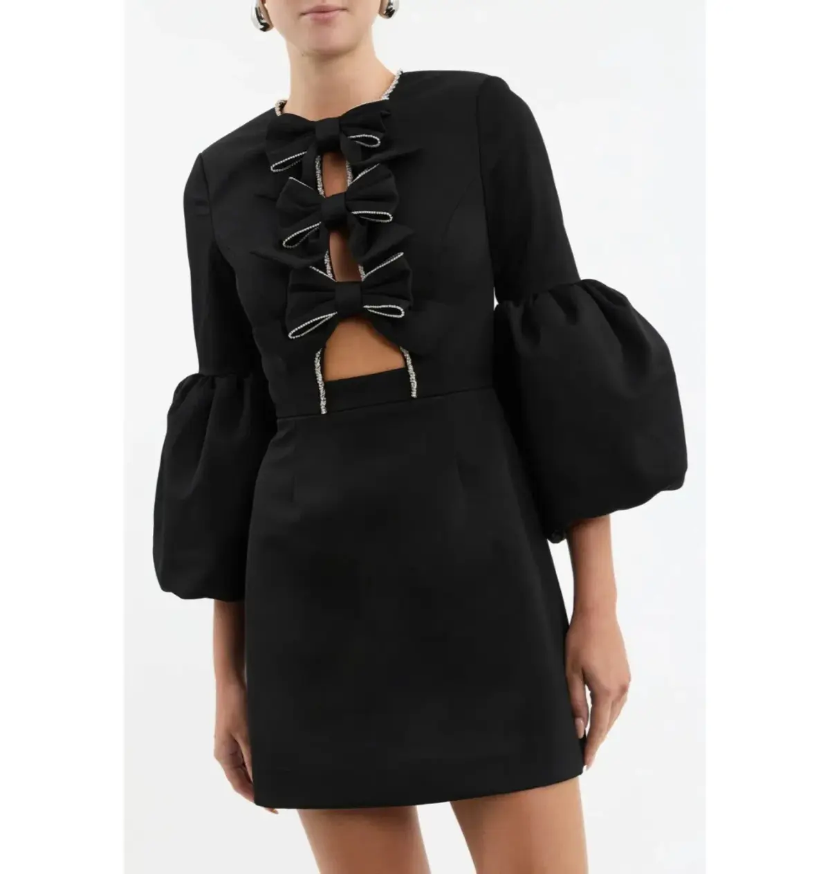 Rebecca Vallance Augustine Bow Mini Dress Black Size AU 16 - Image 4
