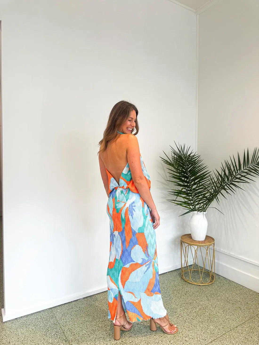 L'Idee Riviera Sleeveless Gown Capri Orange Size AU 10 - Image 3