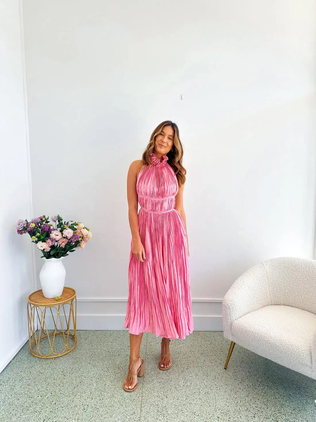 Sunset Lover Marilyn Midi Dress Pink Size AU 14 - Image 4