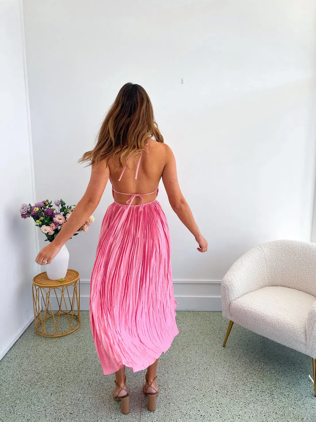 Sunset Lover Marilyn Midi Dress Pink Size AU 14 - Image 5