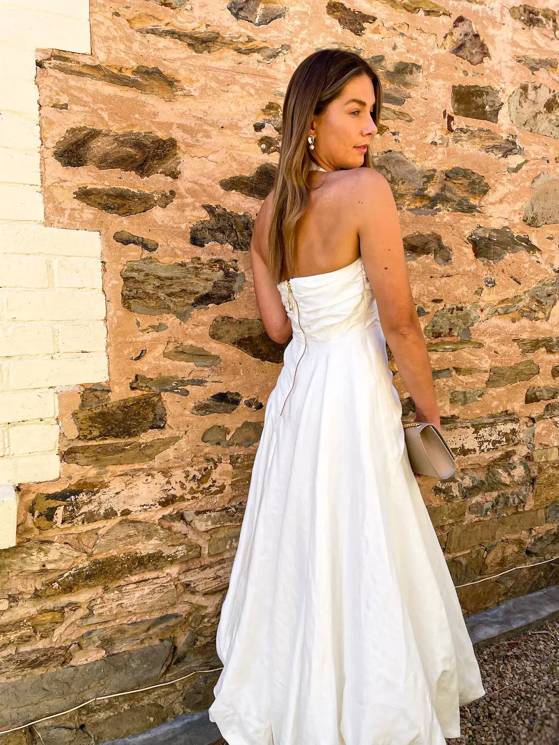 Aje Mika Draped Split Midi Dress Ivory Size 10 - Image 4
