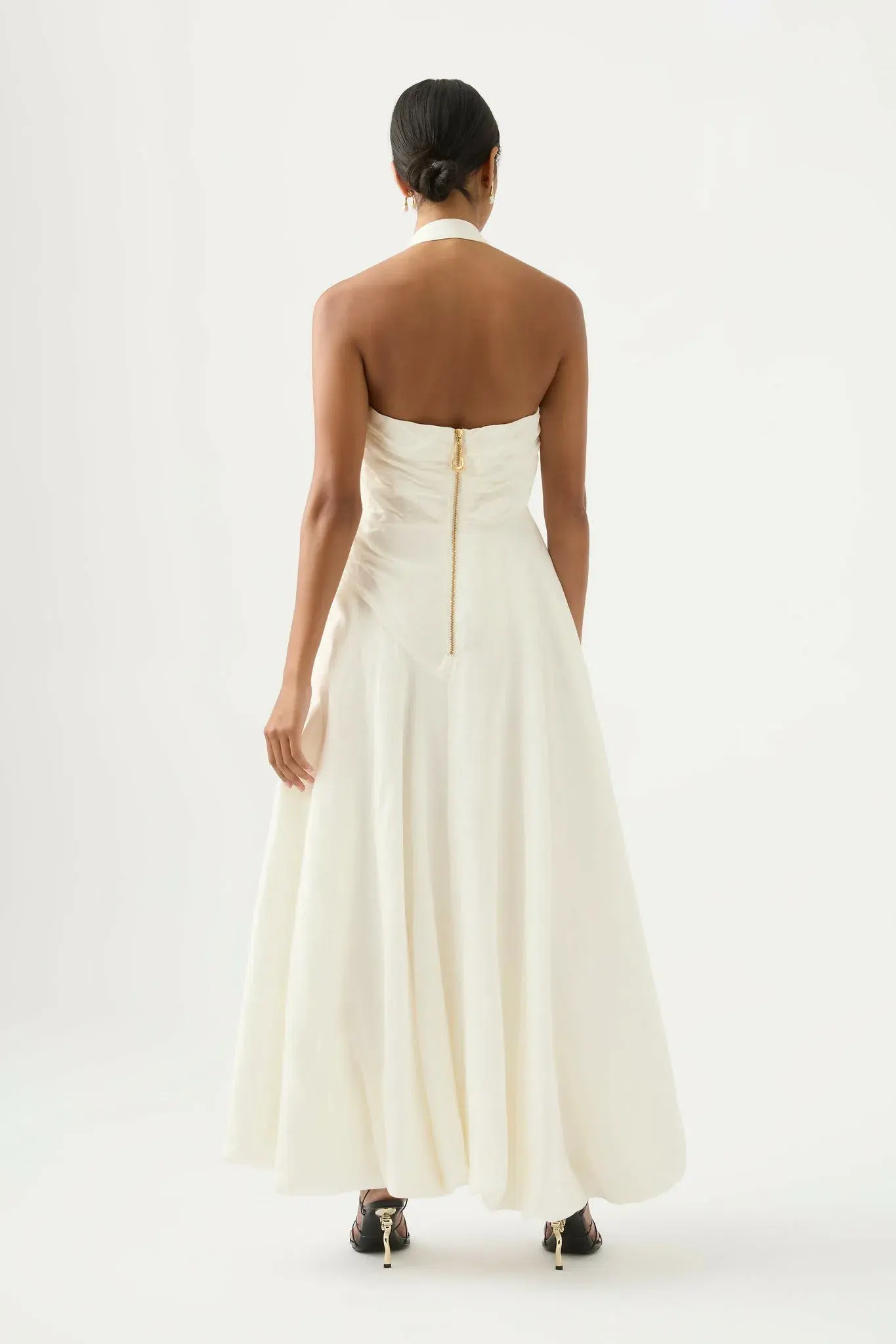 Aje Mika Draped Split Midi Dress Ivory Size 10 - Image 2
