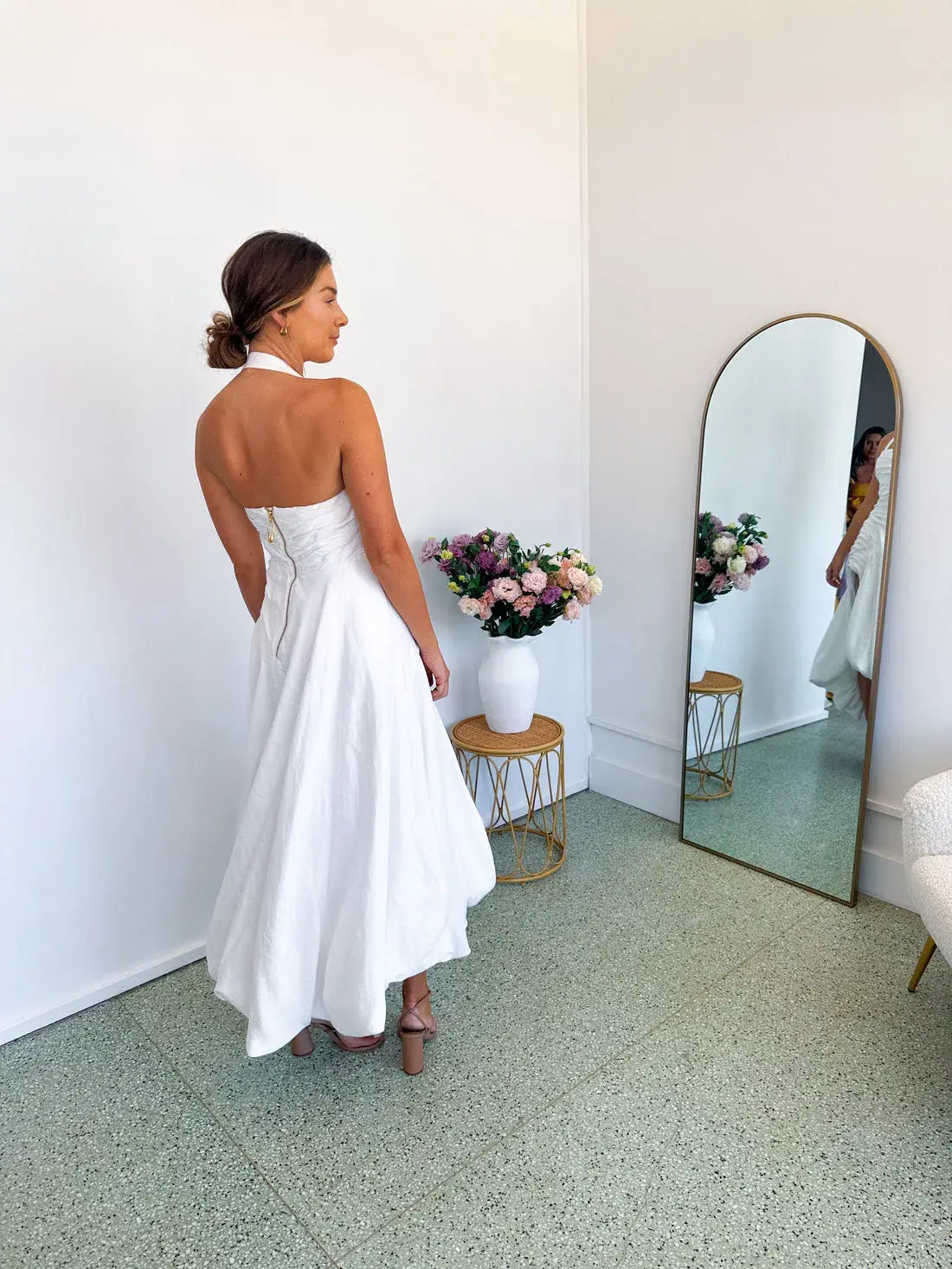 Aje Mika Draped Split Midi Dress Ivory Size 10 - Image 7