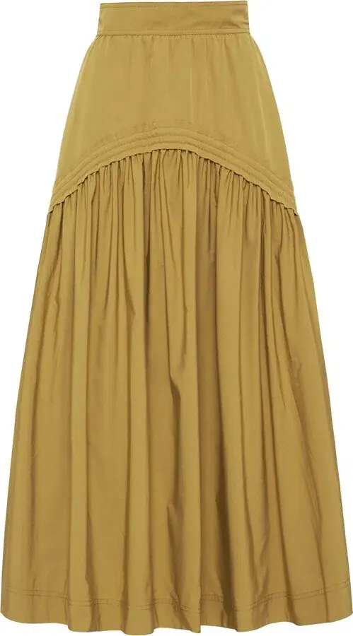 Aje Cosmos Drawstring Midi Skirt in Olive Green Size 10 for rent on The Volte - main image