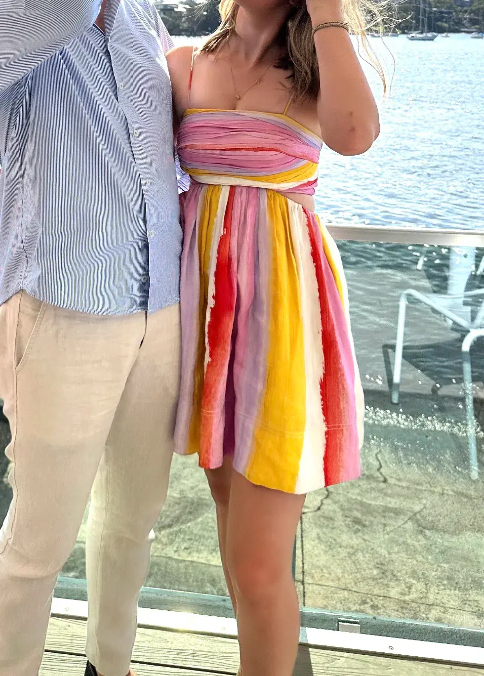 Aje Liza Baby Doll Cutout Mini Dress Aurora Stripe Size 6 - Image 3