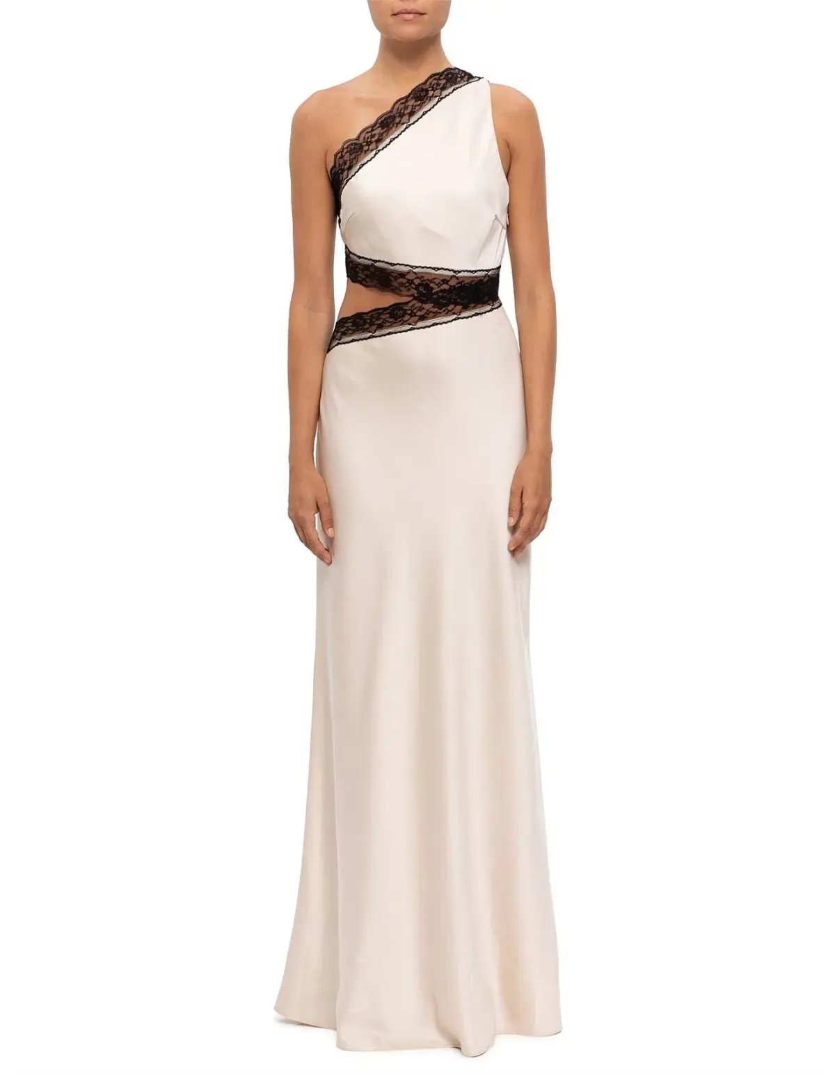 MISHA Jillian Satin Maxi Dress Pink Champagne/Black Size 8 - Image 1