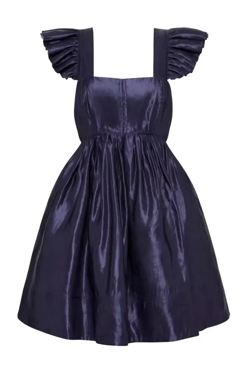 Aje Revitalise Frill Mini Dress Washed Indigo Size XS / AU 6 for rent on The Volte - main image