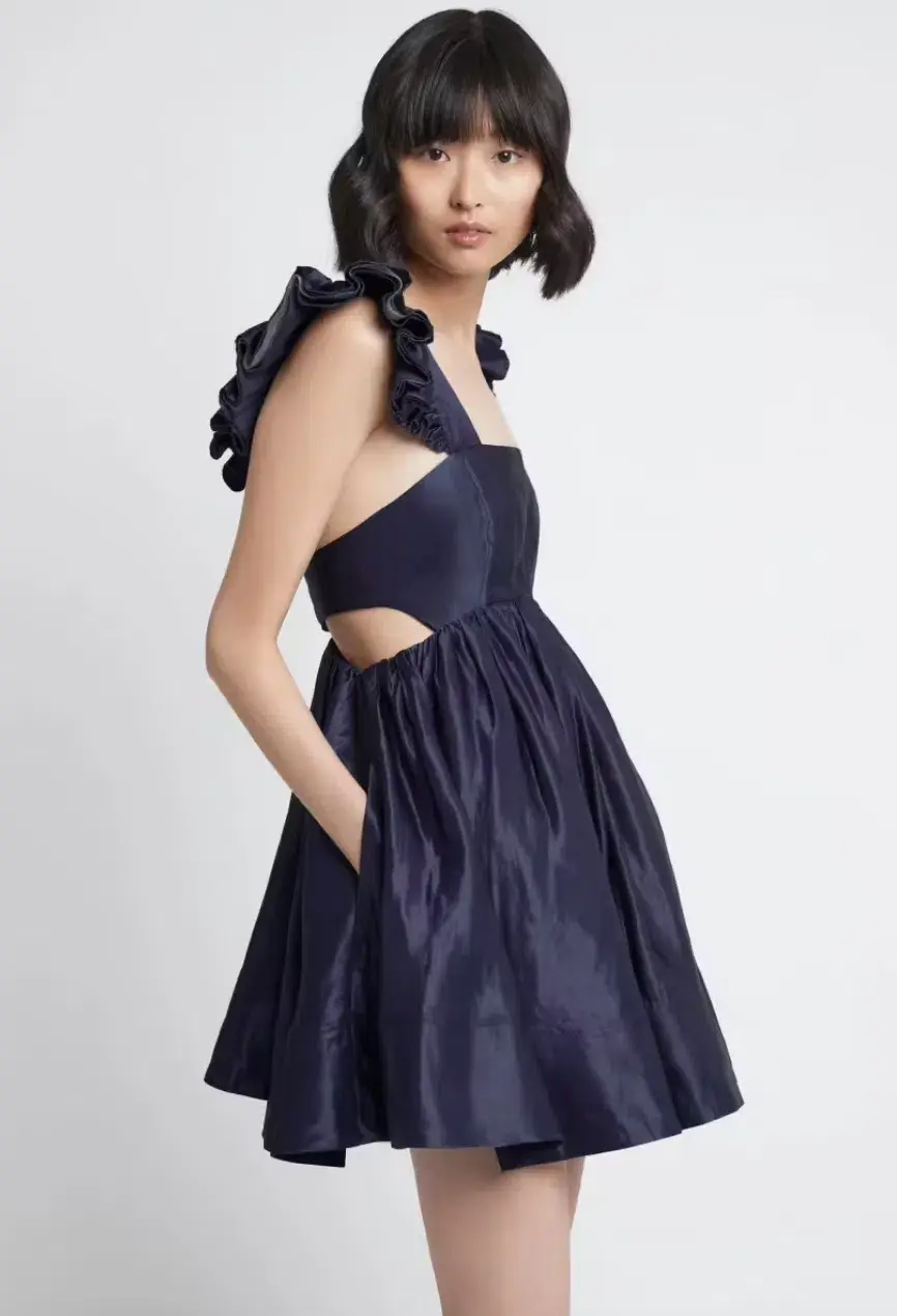 Aje Revitalise Frill Mini Dress Washed Indigo Size XS / AU 6 - Image 2