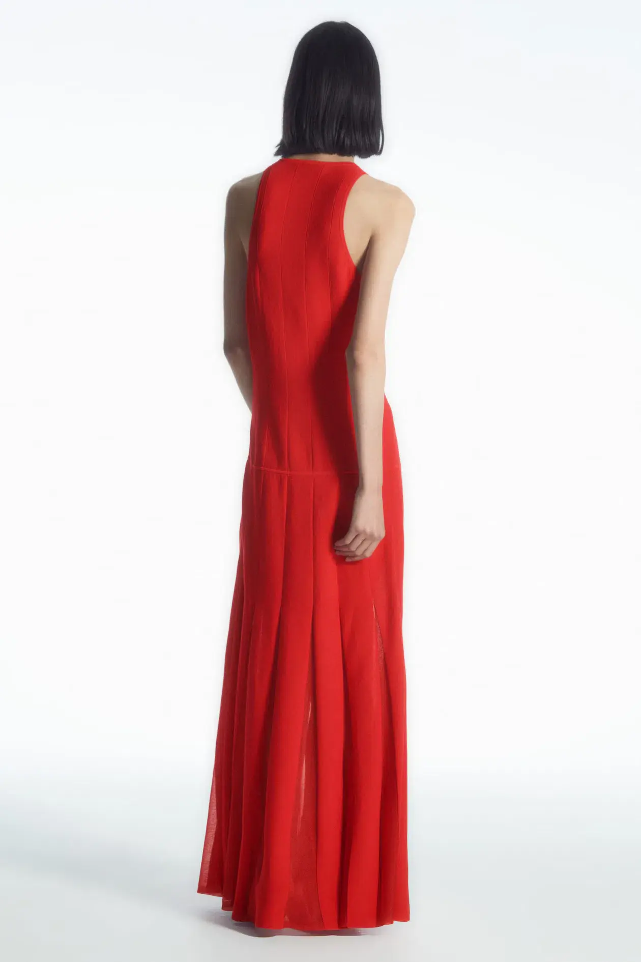 COS Pleated Racer Neck Maxi Dress Red Size 8 - Image 2