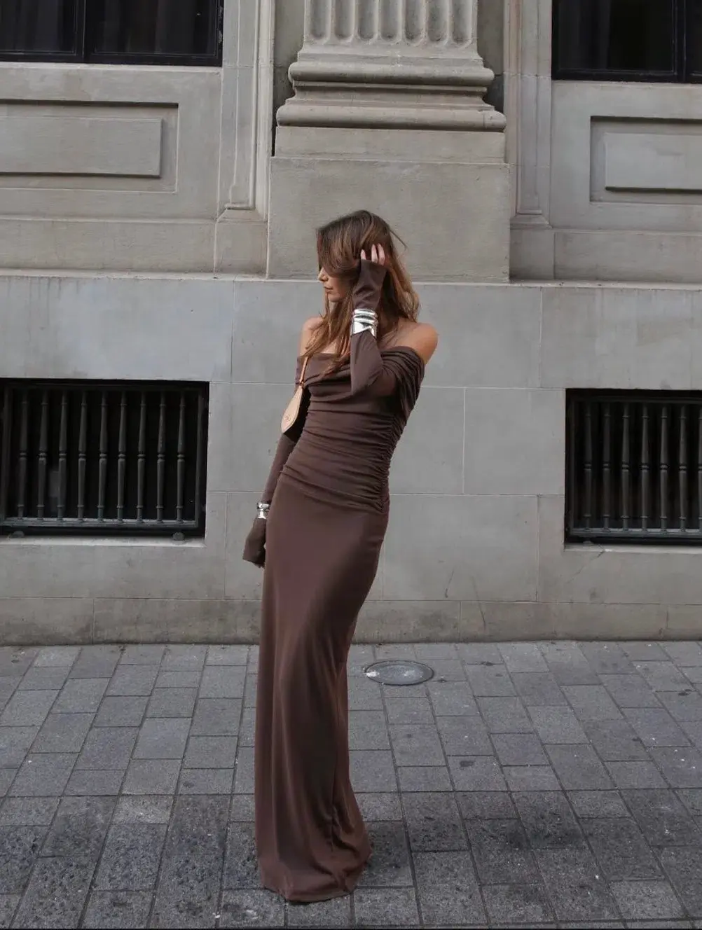 Benni Lorena Maxi Dress Ash Brown Size 8 - Image 3