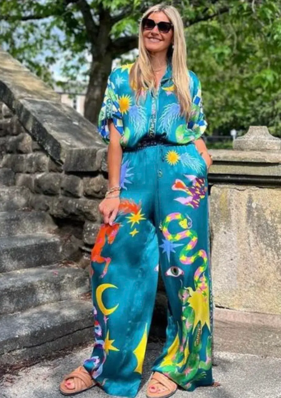 Alemais Guardian Silk Shirt and Pants Set Multi Size 12 - Image 3